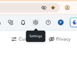 Location of the settings gear icon in the QuickBooks Online top navigation bar, used to open the Resolution Center for a chargeback dispute.